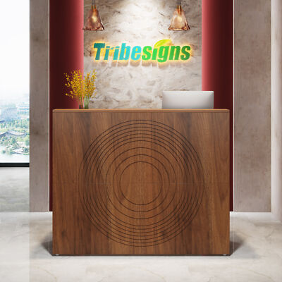 Tribesigns Modern Reception Desk Front Desk Retail Counter with Cable Grommet