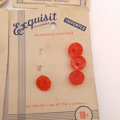 Mixed Lot of 27 Vintage Glass Buttons on Card- Western Germany