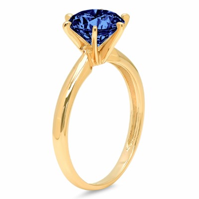 Pre-owned Pucci 1.0ct Round Cut Vvs1 Tanzanite Stone Wedding Bridal Promise Ring 14k Yellow Gold In D