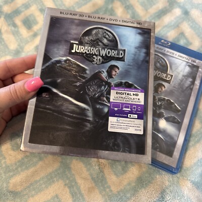Jurassic World (3D Blu-Ray + Blu-Ray + DVD) w/Lenticular Slipcover, New!!!