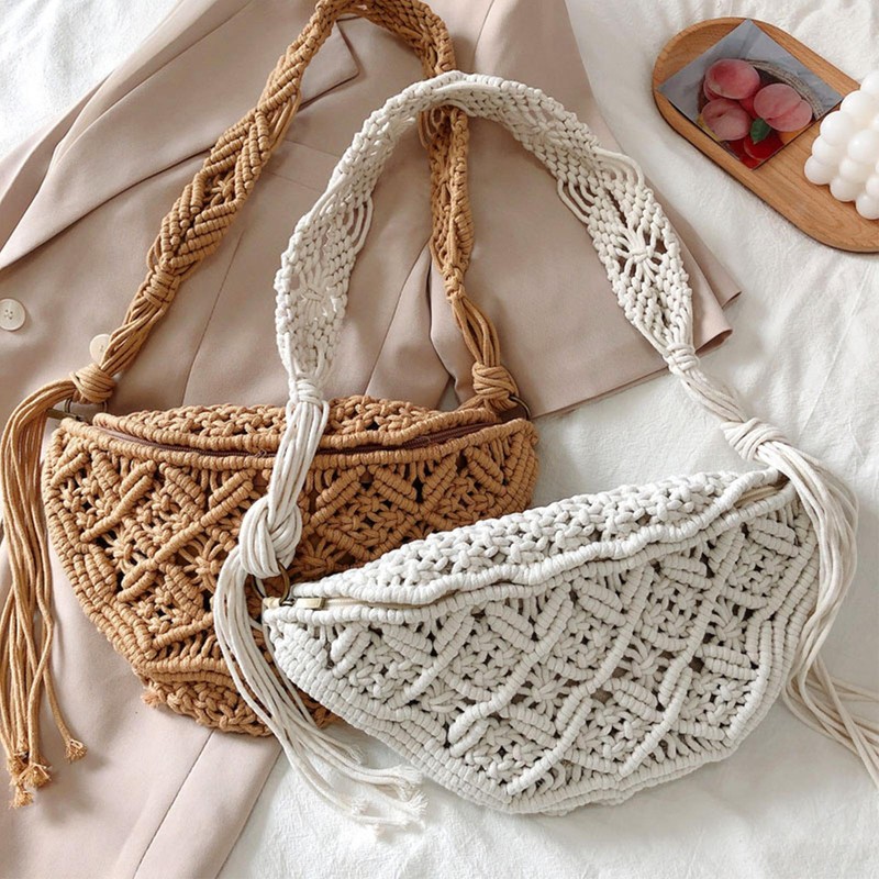Bohemian Crossbody Backpack Summer Beach Purse Crossbody Bag Clutch Crochet Bag