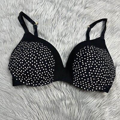 Lively No Wire Push Up Bra Black Painted Polka Size 36DDD