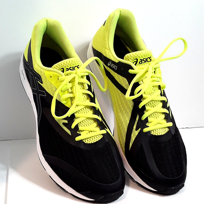 Asics Amplica Foam Running Shoes T8C3N Mens Black Neon Yellow Sz