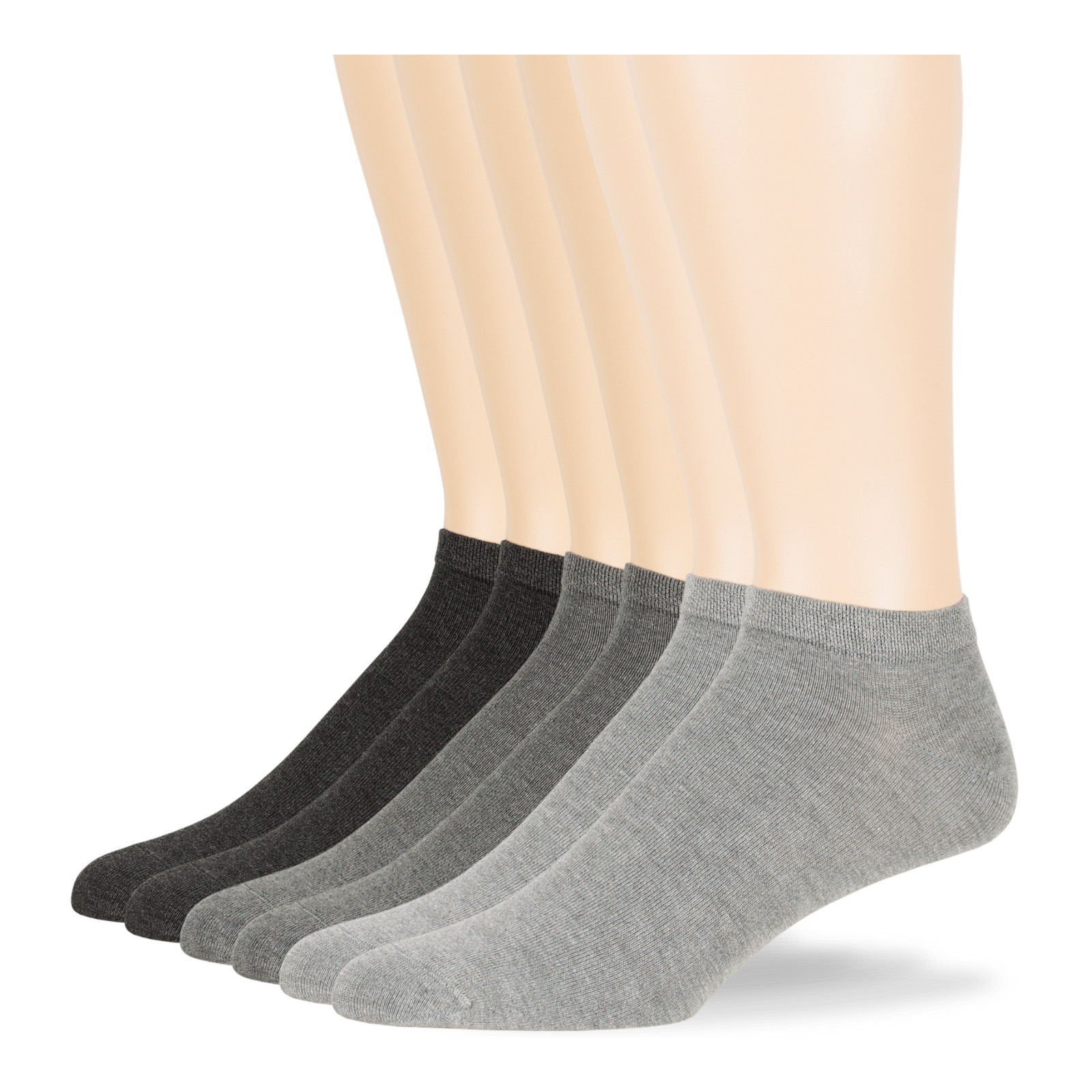 Men's Bamboo 6 Pack Solid Thin Ankle Low Cut Socks L-M Black Khaki Grey White