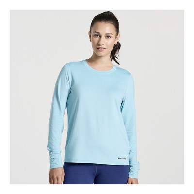 Saucony Women Boulder Baselayer Rainfall Heather XXS Clothing