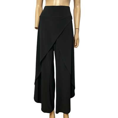 Joseph Ribkoff Harem Wrap Pants Size 14 Black Pull On Stretchy Artsy Palazzo