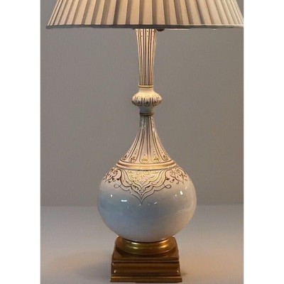 Gorgeous MCM Italy- Ivory Porcelain + Gold HOLLYWOOD REGENCY Double Lamp- MARBRO