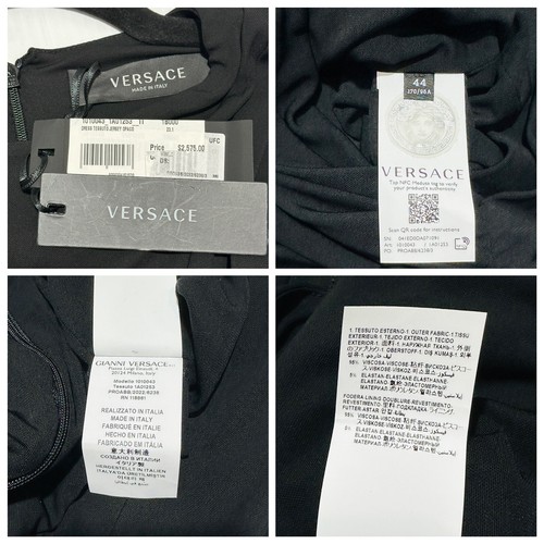 Pre-owned Versace Nwt$2,575  Runway 2023 Slashed Cut Out Black Mini Dress It 44/us 8