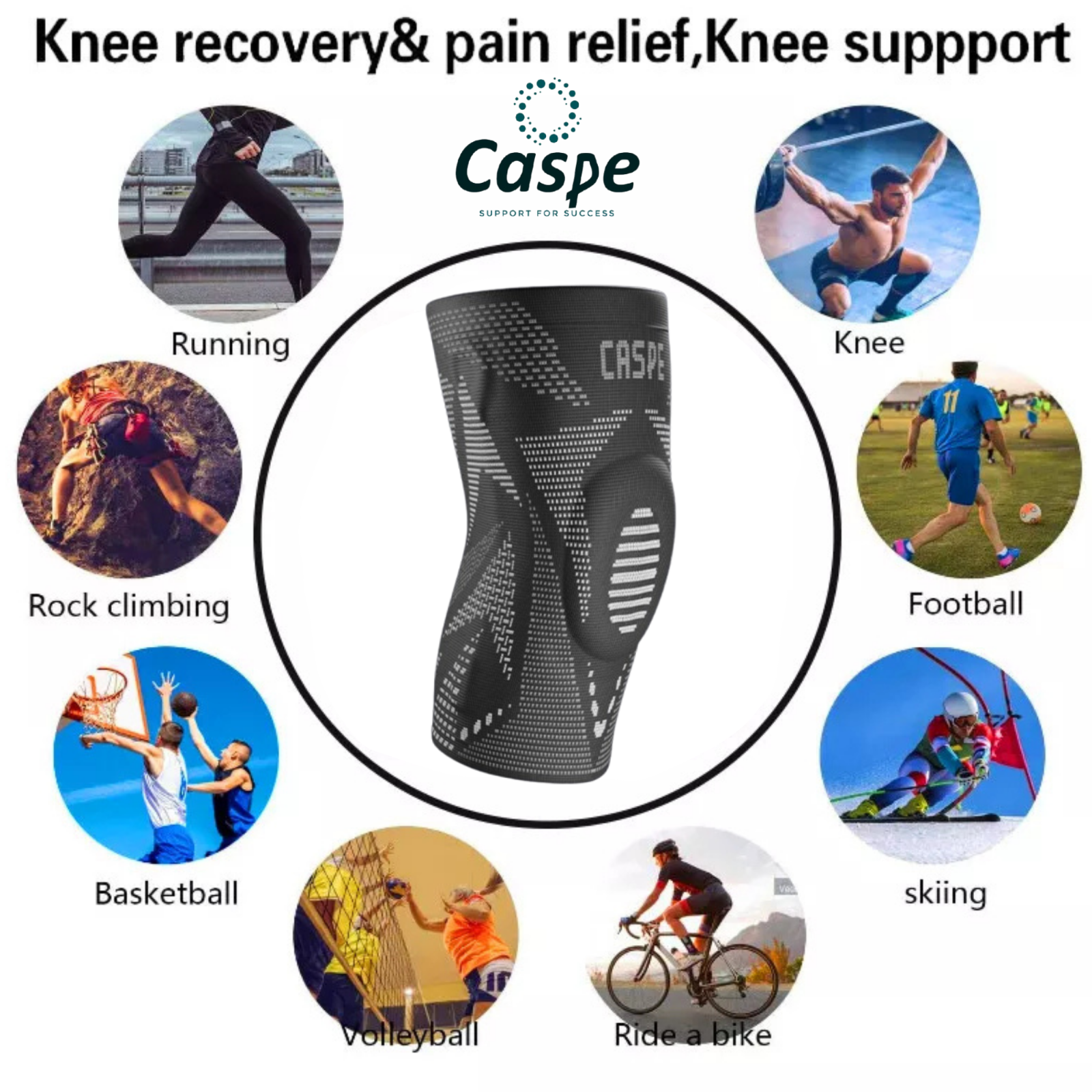 Knee Brace Compression Sleeve Support Joint Pain Arthritis Relief For Sport Gym