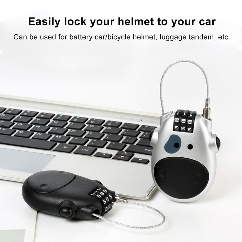 3-Digit Combination Lock Retractable Steel Cable Anti-theft 