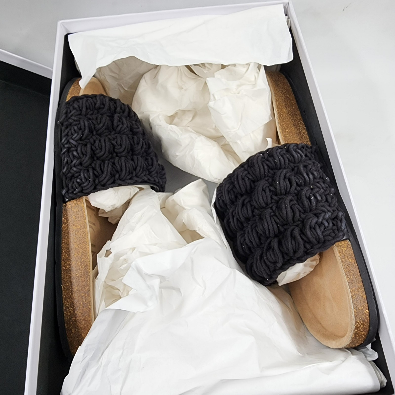 JW Anderson Popcorn Crochet Slip On Slide Sandals Men's 43/10US Black Open Toe - Picture 17 of 19