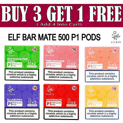 ELF BAR MATE 500 P1 PODS PRE-FILLED DISPOSABLE - 2 pod- Pack 20MG ALL FLAVOURS