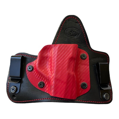 Vtg Triple T Holsters Made in Texas Black And Red Leather Holster Clip