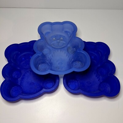 Set of 3, Mini Teddy Bear, Silicone Mold Cake Fondant Baking Blue Form, Bears