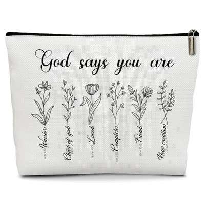 Christian Cosmetic Bag, Christian Gifts for Women, God Says You Are Makeup Ba...