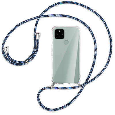 Handykette für Google Pixel 5 Blautöne Hülle mit Band Kordel zum Umhängen