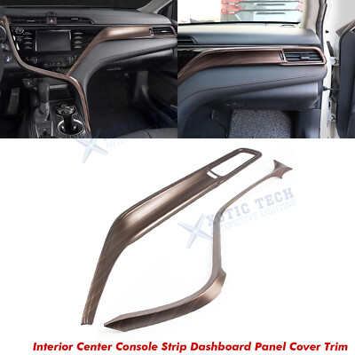 Wood Texture Center Console Stripe Dash AC Vent Panel Trim Set For Camry 2018-23