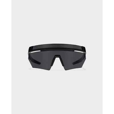 Pre-owned Prada Linea Rossa Ps 01ys 1bo06f Matte Black Dark Grey Lens Shield Sunglasses In Gray