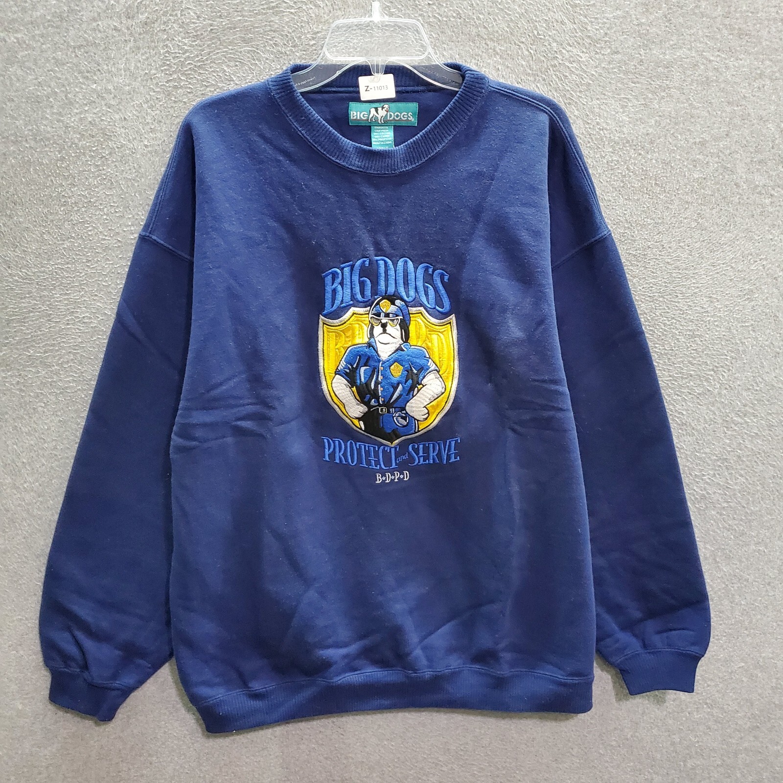 トップス POPPY BIG LOGO SWEATSHIRT (BLUE) VINTAGE Big Dogs Men Sweatshirt Large Blue Protect and Serve