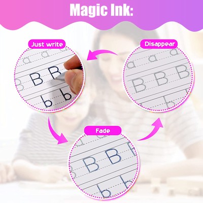 16Pcs Magic Practice Copybook Set Reusable English Number Calligraphy Book Kids