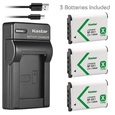 SLIM Charger & 3 battery for HDR-AS10 AS15 AS20 AS30 AS50 AS50R AS100V AS200V