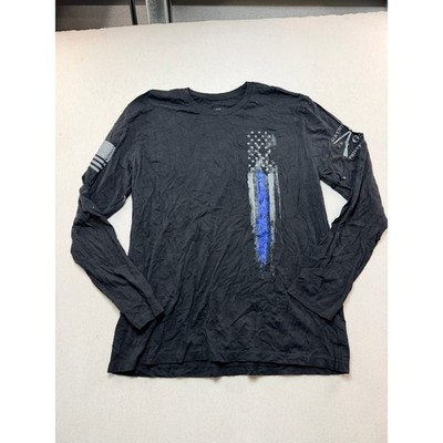 Grunt Style Long Sleeve Shirt Men X-Large Black Good Thin Blue Line Flag Graphic