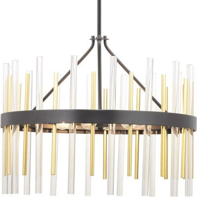 Progress Lighting P400176 Black Orrizo  24''W Drum Chandelier