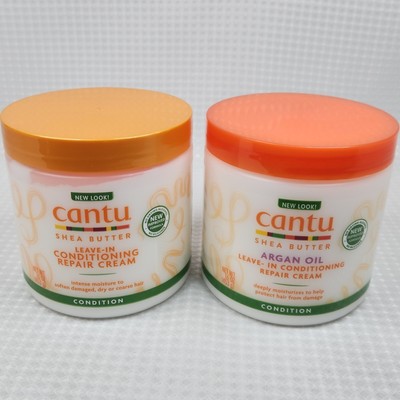 Cantu Shea Butter Two 16oz Leave In Repair Cream/Argan Oil 