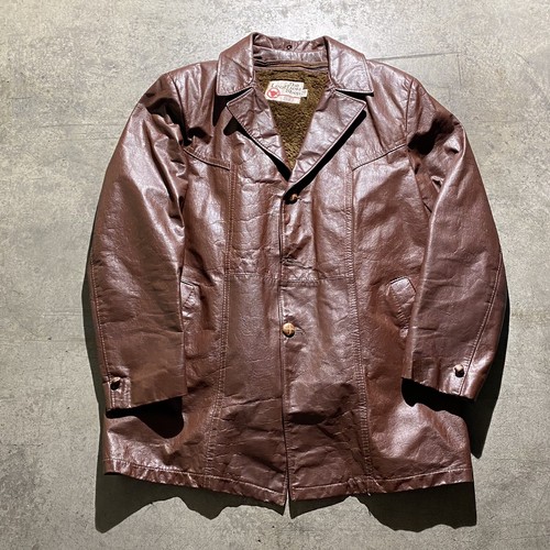 Vintage Sears The Leather Shop Jacket Mens Sz 42 Brown Faux