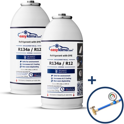 EasyKlima Kit R134a Recharge Climatisation Auto + Gaz Réfrigérant