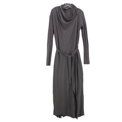 LUNYA The Robe Stretch Organic Pima Cotton Modal Wrap Gray Long Belted XS/S