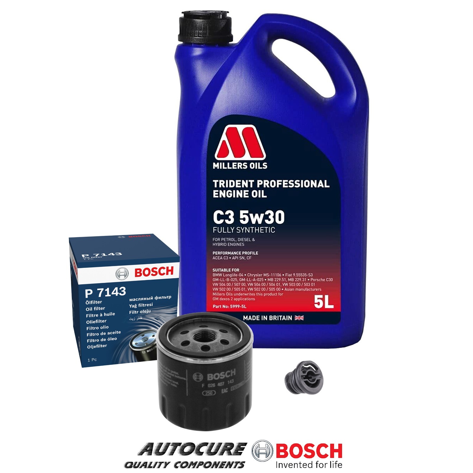 FOR AUDI A4 TFSI SE MK5 B9 1.4 PETROL BOSCH OIL FILTER CHANGE KIT & 5L 5W30