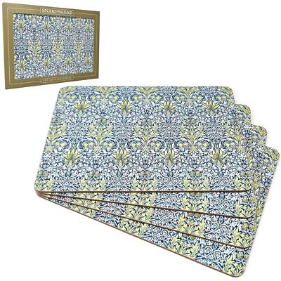 Set of 4 William Morris Snakeshead Placemats Dining Table Mats Luxury Gift
