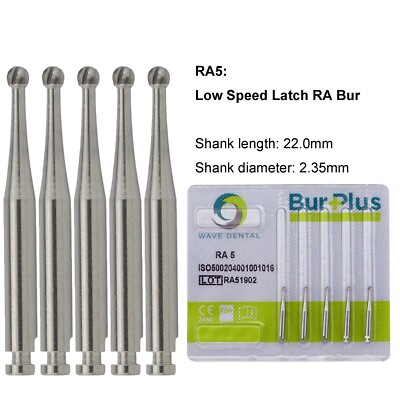 WAVE DENTAL Round Carbide Bur for Slow Speed Latch RA1-8 Taper Fissure RA702 699
