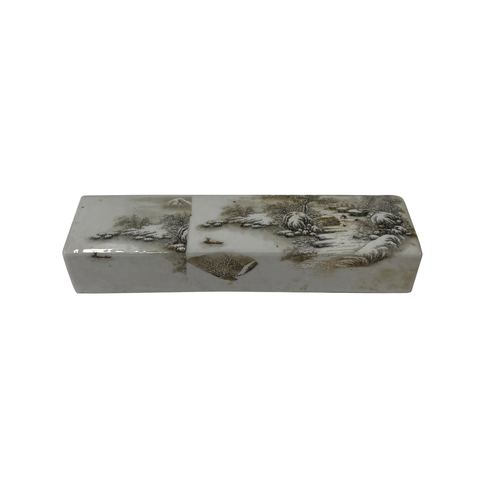 2 x Chinese Off White Porcelain Scenery Rectangular Display Paperweight ws2083S 2 x Chinese Off White Porcelain Scenery Rectangular Display Paperweight ws2083S