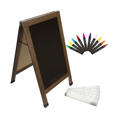 Sandwich Board Sidewalk Chalkboard Sign: Reinforced, Heavy-Duty / 10 Chalk Ma...