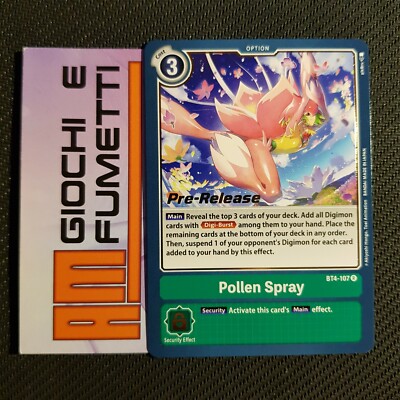 POLLEN SPRAY BT4-107 R promo pre-release in inglese DIGIMON