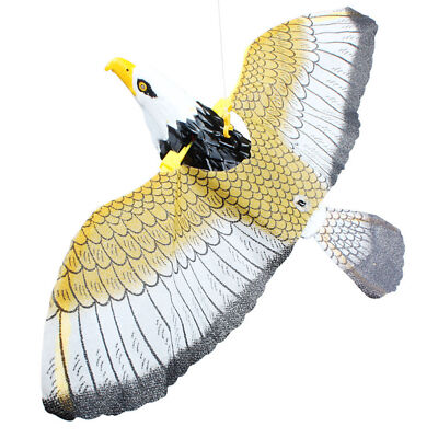 Realistic Falcon Decoy Rotating Head Outdoor Garden Repellent Bird Scare W/Sound