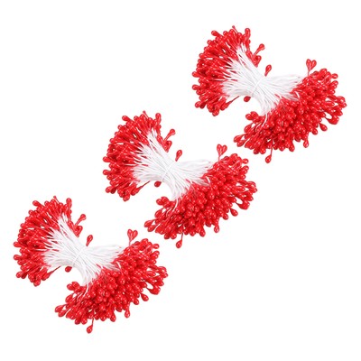 180 Pcs 5mm Double Heads Flower Stamen Artificial Flower Pistil Red