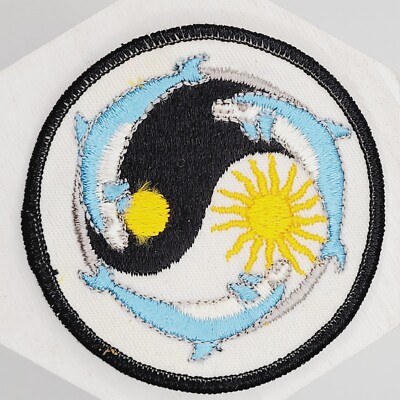 Black Yin Yang Embroidered Dolphin Patch 3'' Diameter Sun For Jeans Denim Jackets