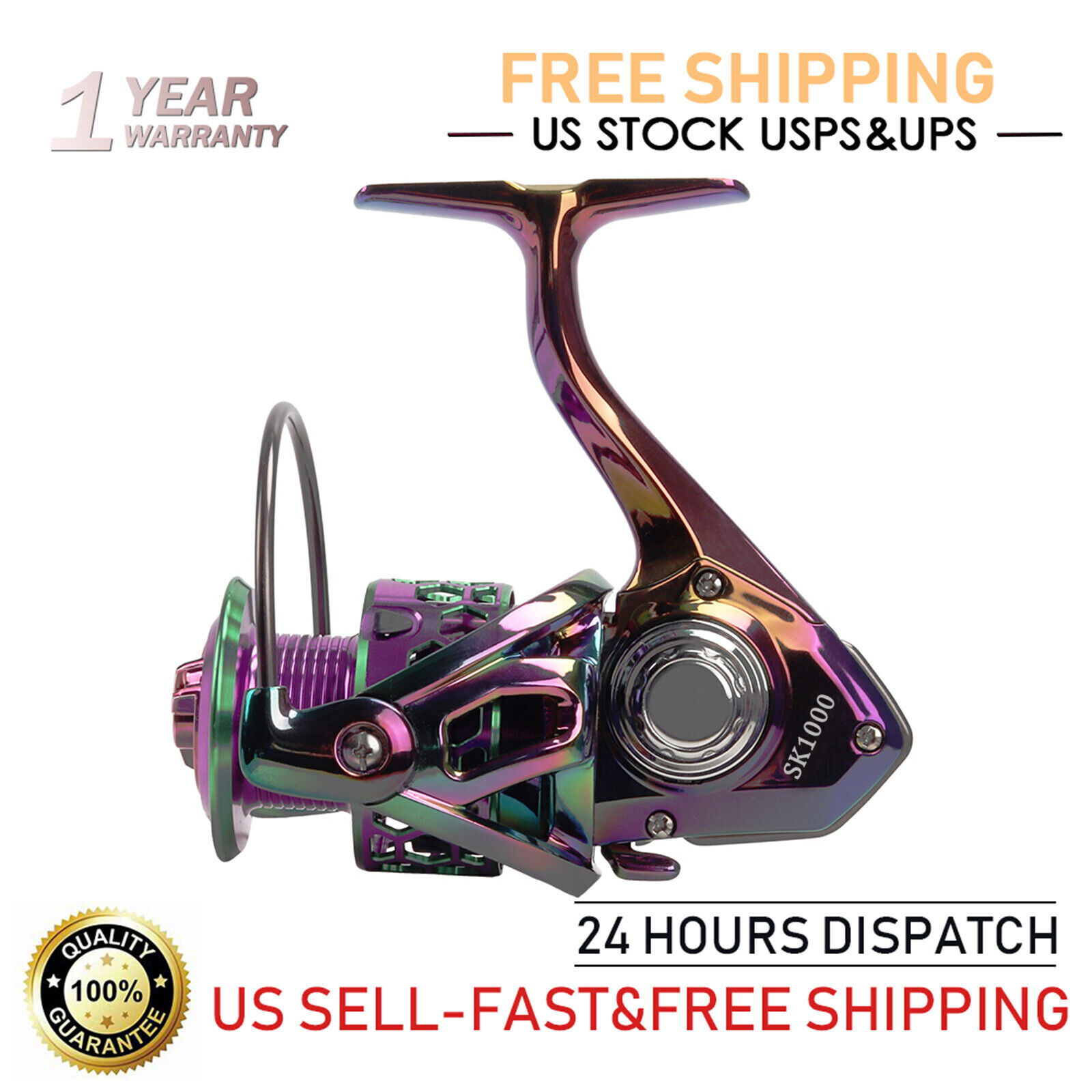 Fishing Reel Colorful Ultralight Metal Spinning Reels w/Graphite Frame SK1000