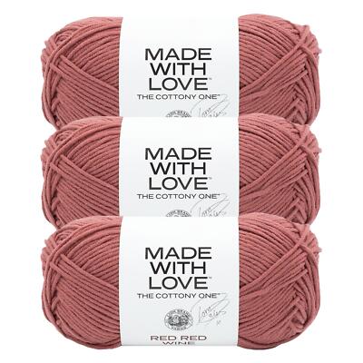 (3 Pack) Lion Brand Yarn 3040-114W Tom Daley -The Cottony One Yarn, Red Red Wine