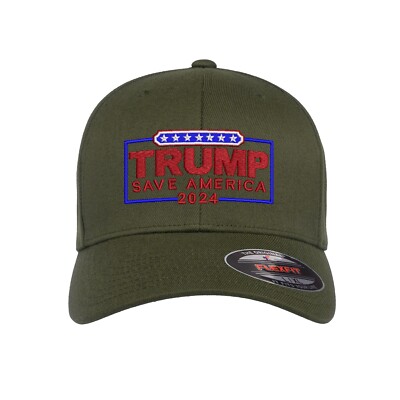 Trump Save America Embroidered Flexfit Fitted Ball Cap + Free Sticker