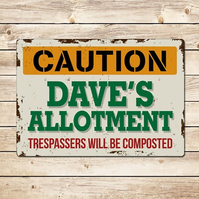 Funny Personalised Allotment Sign, Veg Gardening Gift for Gardener Dad Mum