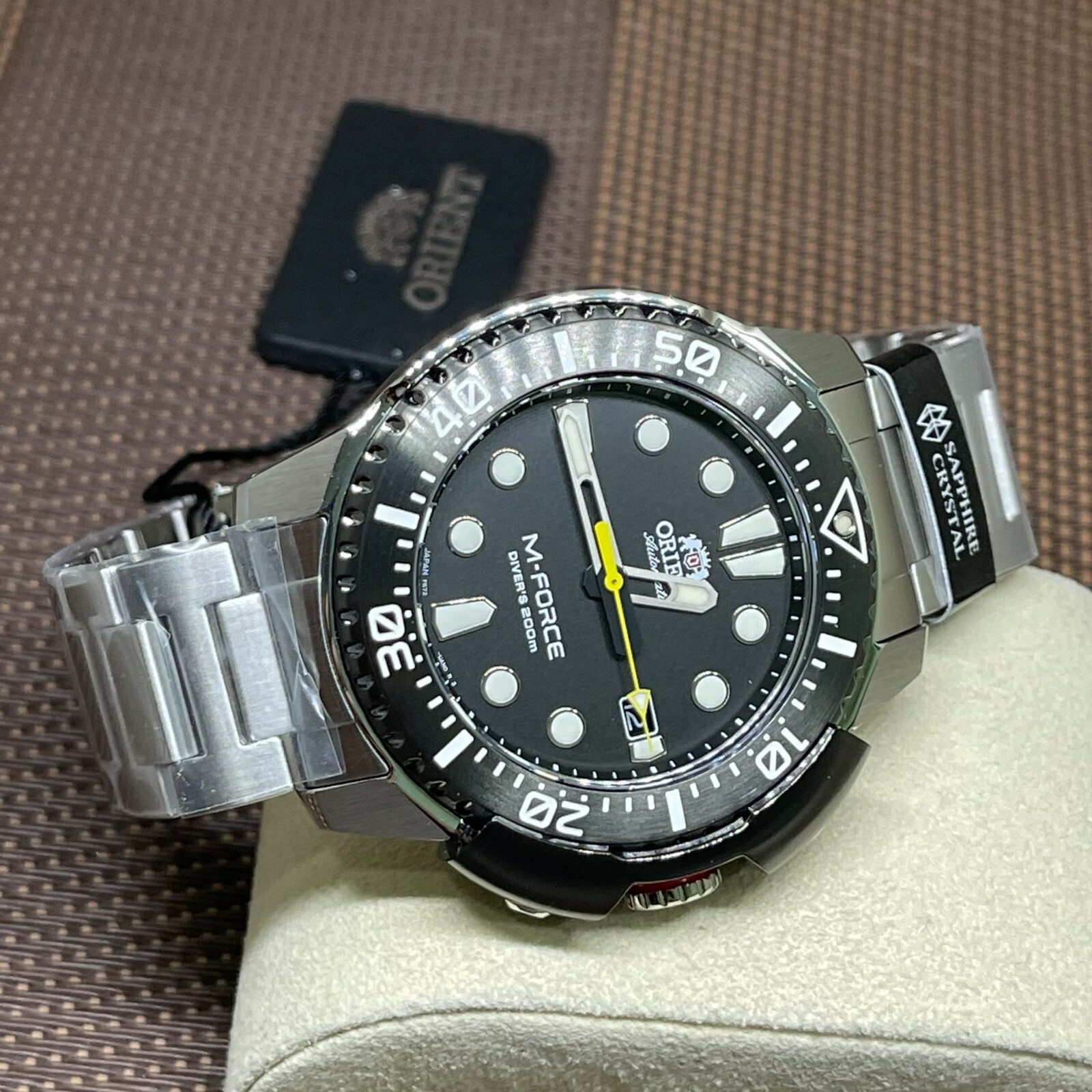 Pre-owned Orient M-force Ra-ac0l01b00b Automatic Black Diver's Rotating Bezel Watch Ac0l