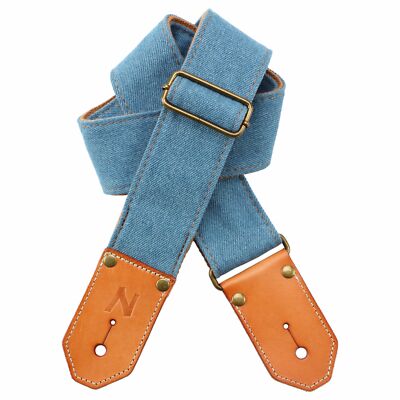 Blue Denim Western Guitar Straps With Thicked First Layer Ve