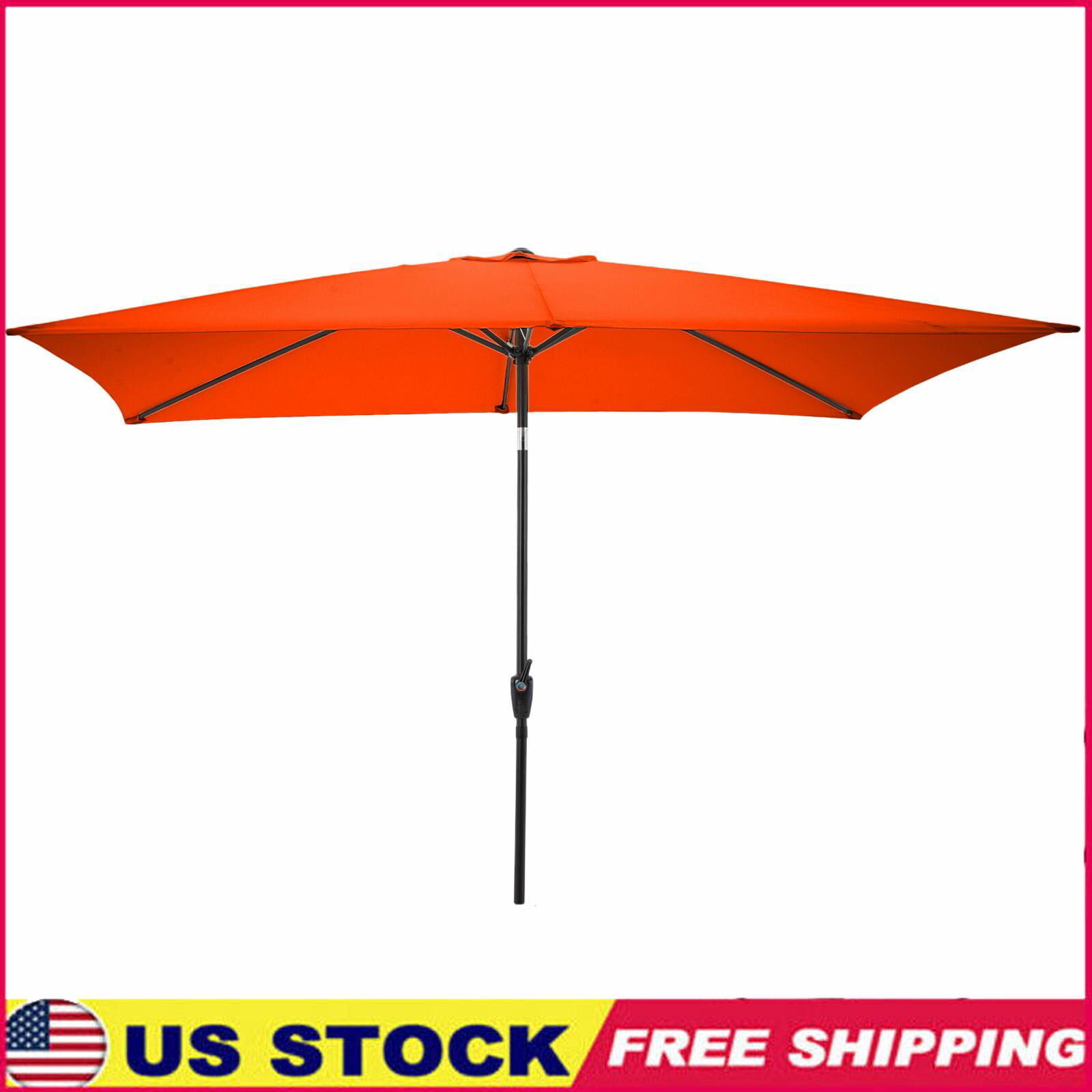 Patio Umbrella Sun Protection Hand Crank Button Tilt Durable Canopy Fadeless Hot