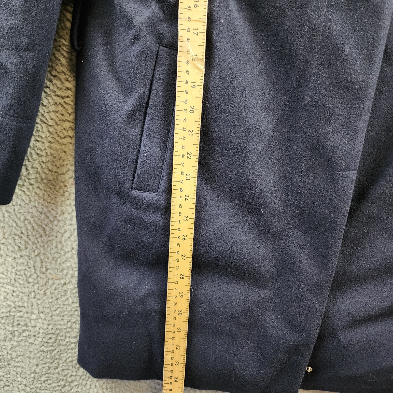 Norwegian Wool Cashmere Wool Blend Down Parka Women's L Navy Snap Front Closure - Picture 10 of 16