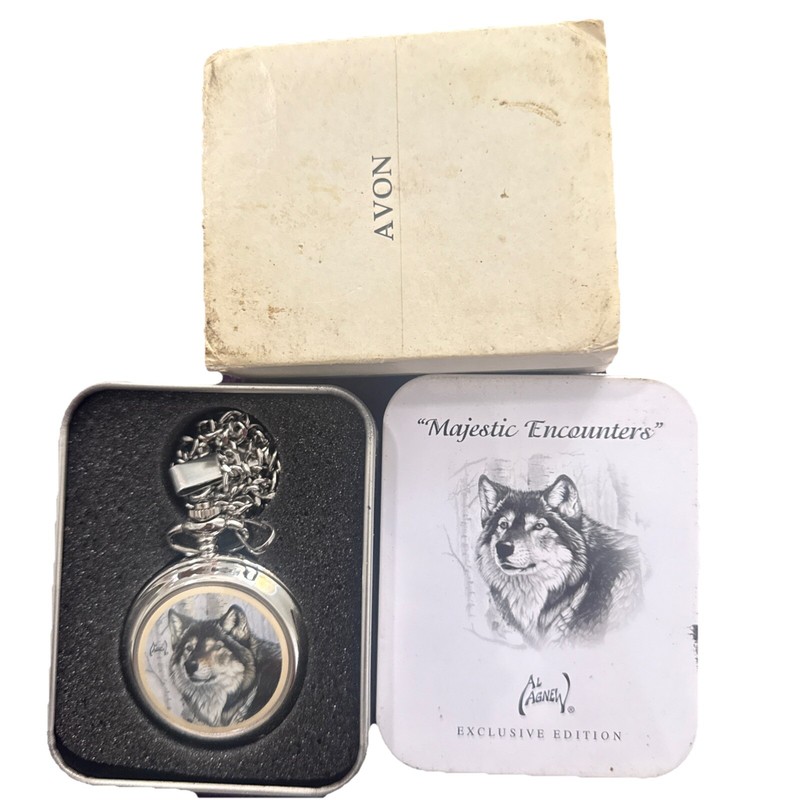 Majestic Encounters- Wolf Pocket Watch by Avon