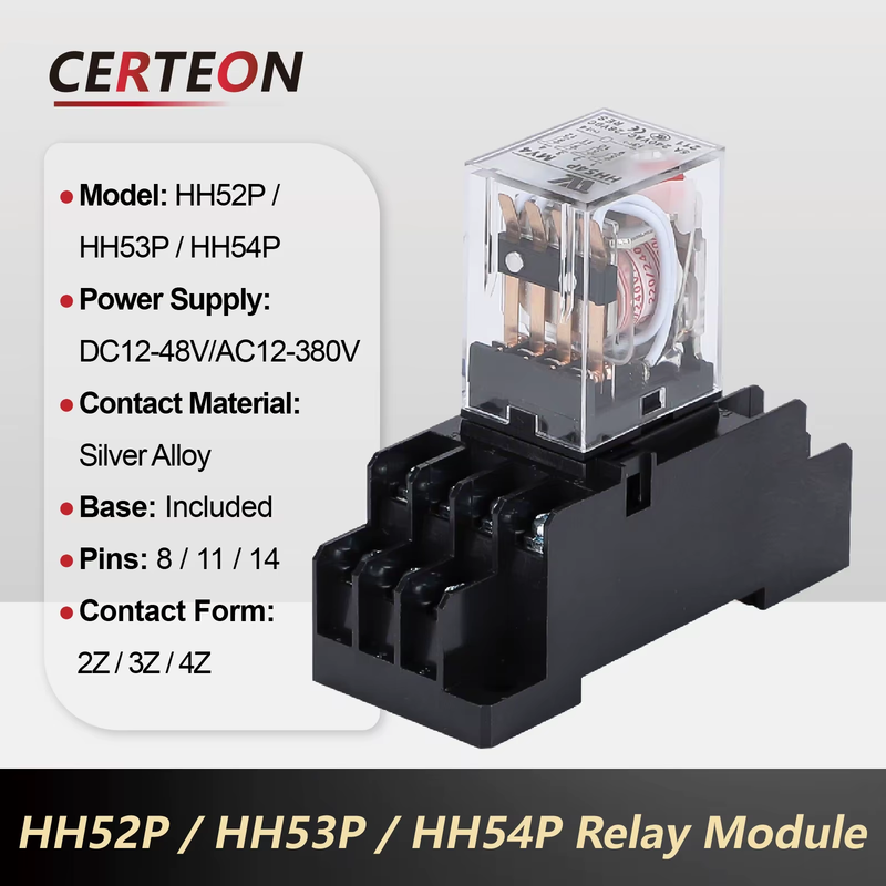 HH52P HH53P HH54P 8 Pin Relay 12V 24V DC 220V AC Electromagnetic High Power Swit